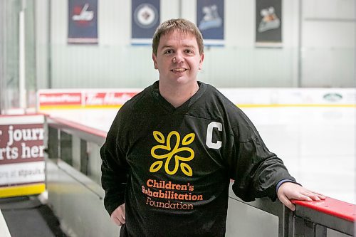 BROOK JONES / WINNIPEG FREE PRESS
Michael Gerl, who was born with cerebral palsy, is hosting the Children's Rehabilitation Foundation's CanPlay Hockey Classic, which welcomes hundreds of female hockey players from around Winnipeg to the hockey for all centre on Saturday, Jan. 20, 2024. Gerl was pictured at the hockey for all centre in Winnipeg, Man., Wednesday, Jan. 17, 2024.