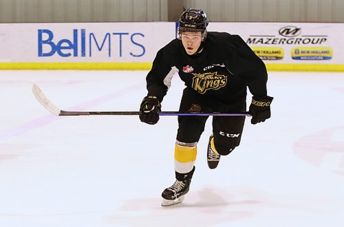 Newcomer Brandon Wheat Kings defenceman Rhett Ravndahl, shown at practice at J&G Homes Arena on Thursday afternoon, is readjusting to life on the prairies after an eye-opening opportunity to live in a major American city when he was a member of the Portland Winterhawks. (Photos by Perry Bergson/The Brandon Sun)
 