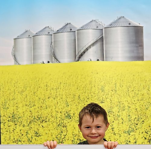 18012024
Four-year-old Nash of Gladstone peers out from a display during Manitoba Ag Days 2024 at the Keystone Centre on Thursday.
(Tim Smith/The Brandon Sun)