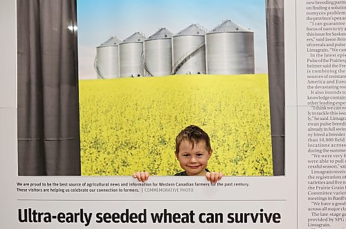 18012024
Four-year-old Nash of Gladstone peers out from a display during Manitoba Ag Days 2024 at the Keystone Centre on Thursday. (Tim Smith/The Brandon Sun)
