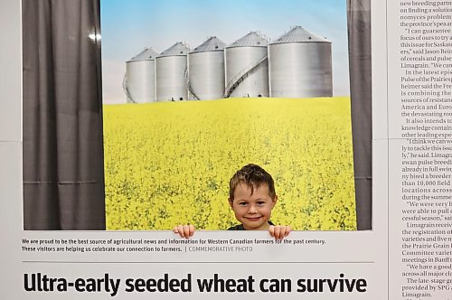 18012024
Four-year-old Nash (no last name given) of Gladstone, Manitoba, peers out from a display during Manitoba Ag Days 2024 at the Keystone Centre on Thursday.
(Tim Smith/The Brandon Sun)