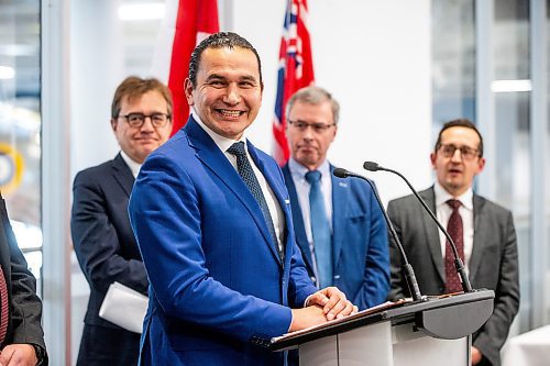 MIKAELA MACKENZIE / WINNIPEG FREE PRESS
	
Premier Wab Kinew makes a funding announcement supporting clean fuels production at the Royal Aviation Museum of Western Canada on Wednesday, Jan. 17, 2024. 
Winnipeg Free Press 2024