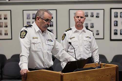 Acting deputy chief Greg Hebert and acting chief Randy Lewis told city council at a pre-budget special meeting on Friday that Brandon Police Service is looking at using an extra $2.24 million in funding received from the provincial government last year to help develop a new impound lot as well as purchase new office space and body-worn cameras. (Colin Slark/The Brandon Sun)