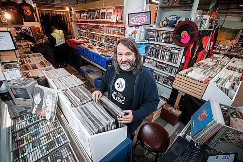 JOHN WOODS / WINNIPEG FREE PRESS
Peter Dul, owner of Duly Records, photographed at his store at Thirsty&#x2019;s Flea Market in Winnipeg Sunday, January  21, 2024. 

Reporter: dave