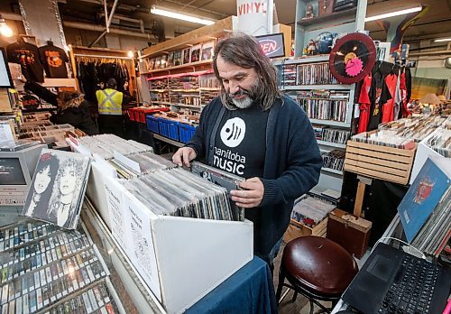 JOHN WOODS / WINNIPEG FREE PRESS
Peter Dul, owner of Duly Records, photographed at his store at Thirsty&#x2019;s Flea Market in Winnipeg Sunday, January  21, 2024. 

Reporter: dave