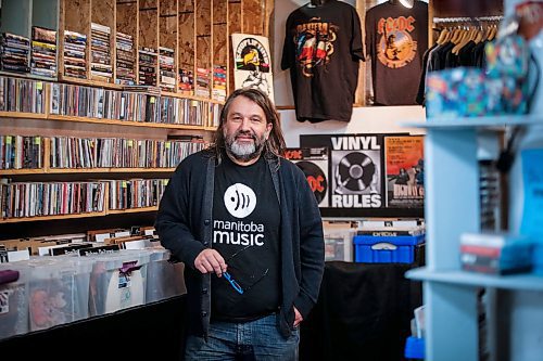 JOHN WOODS / WINNIPEG FREE PRESS
Peter Dul, owner of Duly Records, photographed at his store at Thirsty&#x2019;s Flea Market in Winnipeg Sunday, January  21, 2024. 

Reporter: dave