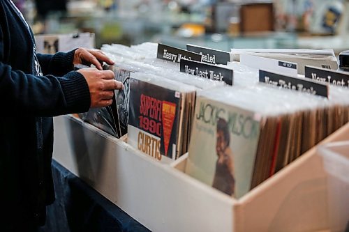 JOHN WOODS / WINNIPEG FREE PRESS
Peter Dul, owner of Duly Records, photographed at his store at Thirsty&#x2019;s Flea Market in Winnipeg Sunday, January  21, 2024. 

Reporter: dave