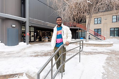 MIKE DEAL / WINNIPEG FREE PRESS
Guzoronna Obi an international student studying Economics, outside Centennial Hall at the University of Winnipeg.
See Malak Abas story
240123 - Tuesday, January 23, 2024.