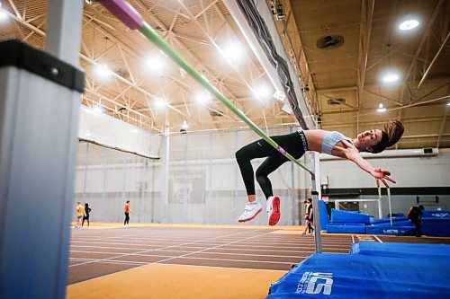 JOHN WOODS / WINNIPEG FREE PRESS
Lara Denbow (womens high-jump), who qualified for the USports national championships this past Saturday, is  photographed during training at the University of Manitoba in Winnipeg Tuesday, January 23, 2024.

Reporter: josh