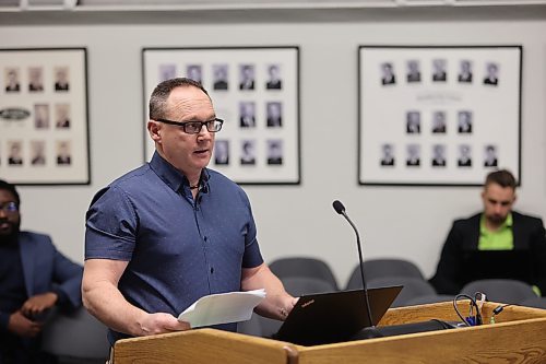 Brian Dornn made a presentation on behalf of businesses and residents on Park Avenue between 11th and 13th streets to Brandon City Council on Monday expressing concern that planned upgrades to a relief sewer have been pushed back to 2030 in the city's 10-year capital budget. (Colin Slark/The Brandon Sun)
