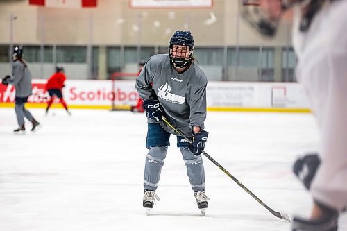 MIKAELA MACKENZIE / WINNIPEG FREE PRESS
	
Defence Maggie Nicol during the St. Mary's Academy's hockey team practice at the Hockey For All Centre on Wednesday, Jan. 24, 2024. The team is preparing for the Female u18 World Sport School Challenge. For Josh story.
Winnipeg Free Press 2024