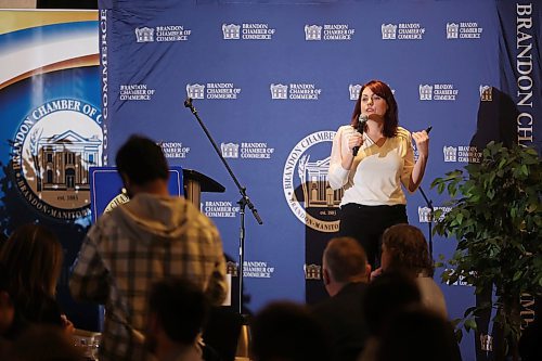 25012024
Katrina German, Founder and CEO of Ethical Digital, delivers a talk titled How Artificial Intelligence is Shaping the Future of Business during the Brandon Chamber of Commerce Luncheon at the Victoria Inn on Thursday.
(Tim Smith/The Brandon Sun)