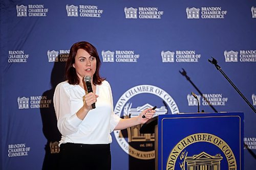 25012024
Katrina German, Founder and CEO of Ethical Digital, delivers a talk titled How Artificial Intelligence is Shaping the Future of Business during the Brandon Chamber of Commerce Luncheon at the Victoria Inn on Thursday.
(Tim Smith/The Brandon Sun)