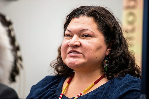 MIKAELA MACKENZIE / WINNIPEG FREE PRESS
	
Nisichawayasihk Cree Nation chief Angela Levasseur speaks at a press conference announcing the completion of the Inter-Related Operational Planning Report on Thursday, Jan. 25, 2024. For Nicole story.
Winnipeg Free Press 2024