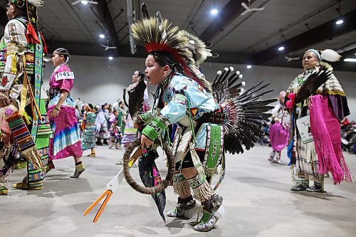 Dancers take part in the powwow at the Dakota Nation Winterfest at the Keystone Centre on Friday evening.
(Tim Smith/The Brandon Sun)
