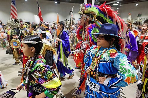 26012024
Dancers of all ages take part in the Powwow Grand Entry at the Keystone Centre on Friday evening.
(Tim Smith/The Brandon Sun)
