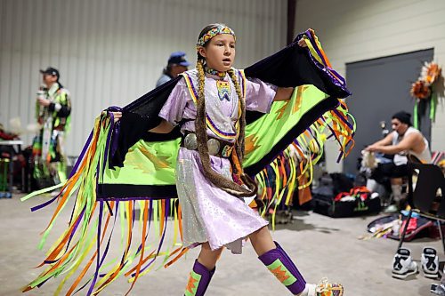 26012024
Ten-year-old Emily Kiyewakan dances while waiting to take part in the Powwow Grand Entry at the Dakota Nation Winterfest at the Keystone Centre on Friday evening. The weekend-long Winterfest includes square dancing, Moccasin games, basketball, volleyball and a variety of other events.
(Tim Smith/The Brandon Sun)
