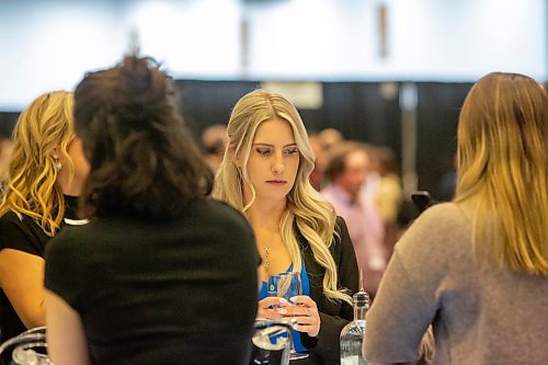 BROOK JONES / WINNIPEG FREE PRESS
Andrea Kozuska attends the public tastings inside the cocktail lounge at the Winnipeg Wine Festival at the RBC Convention Centre in Winnipeg, Man., Friday, Jan. 26, 2024.