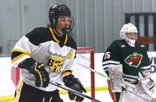 Forward Hudson Champagne is one of four returnees from the U15 AAA Wheat Kings team that won the provincial championship last season. (Perry Bergson/The Brandon Sun)
Feb. 1 , 2024