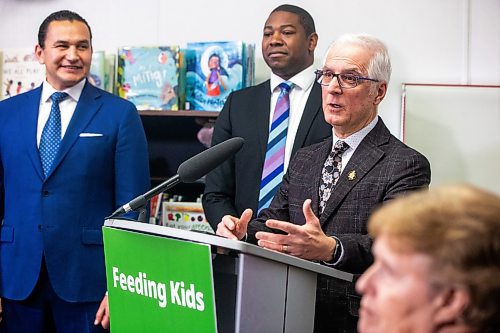 MIKAELA MACKENZIE / WINNIPEG FREE PRESS

Education minister Nello Altomare announces a universally accessible school nutrition program at St. George School on Tuesday, Jan. 30, 2024. For Maggie story.
Winnipeg Free Press 2024.