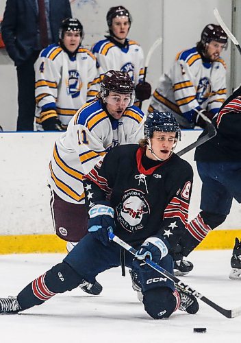 JOHN WOODS / WINNIPEG FREE PRESS
Carter Anderson (11), Flin Flon player on team SJHL, on the ice at the MJHL-SJHL Showcase in Winnipeg Tuesday, January 30, 2024. 

Reporter: mike