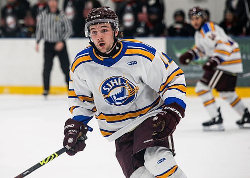 JOHN WOODS / WINNIPEG FREE PRESS
Carter Anderson (11), Flin Flon player on team SJHL, on the ice at the MJHL-SJHL Showcase in Winnipeg Tuesday, January 30, 2024. 

Reporter: mike