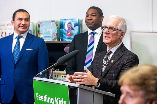 MIKAELA MACKENZIE / WINNIPEG FREE PRESS

Education minister Nello Altomare announces a universally accessible school nutrition program at St. George School on Tuesday, Jan. 30, 2024. For Maggie story.
Winnipeg Free Press 2024.
