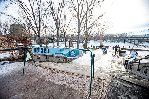 MIKAELA MACKENZIE / WINNIPEG FREE PRESS

The closed Nestawaya River Trail at The Forks on Tuesday, Jan. 30, 2024. For Malak story.
Winnipeg Free Press 2024.