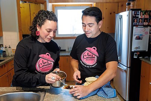 MIKE DEAL / WINNIPEG FREE PRESS
Helena and Eduardo Morales taste test a fresh batch of tortilla&#x2019;s and homemade salsa.
Helena and Eduardo Morales, owners of Los Comales Morales, an artisan tortilla business. 
Helena and Eduardo are both of Mexican descent, she grew up in Manitoba, while Eduardo moved here from Mexico City in 2006, after the two of them met through a friend. 
Eduardo missed the taste of authentic, corn tortillas so he bought an industrial tortilla maker in 2018, and began ordering non-GMO, organic corn flour from a distributor in Iowa, expressly to make tortillas for family and friends. But since he was required to buy one ton of flour, per order, he started thinking maybe others would enjoy their tortillas, too; the business launched in August, 2023.
240130 - Tuesday, January 30, 2024.