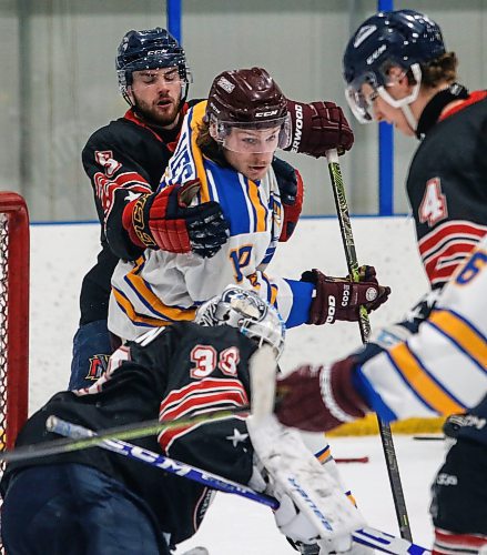 JOHN WOODS / WINNIPEG FREE PRESS
Justin Lies (10), Flin Flon player on team SJHL, on the ice  at the MJHL-SJHL Showcase in Winnipeg Tuesday, January 30, 2024. 

Reporter: mike