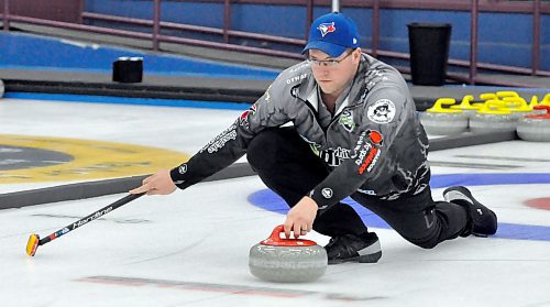 With an open ice sheet on Wednesday night at the Brandon Curling Club, Steve Irwin honed his delivery playing different shots solo from both ends of the sheet. Irwin sported a 9-2 record in the premier Westman Super League of Curling before an upset loss to Carberry's Alyssa Calvert, with a 6-5 record, in a semi-final on championship Sunday. (Photos by Jules Xavier/The Brandon Sun)