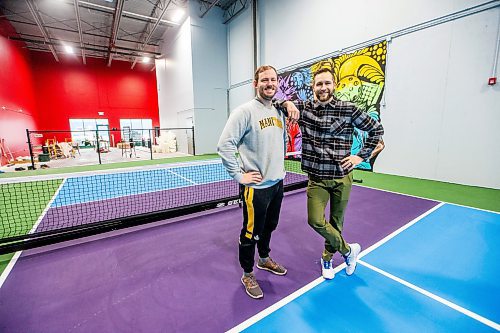 MIKAELA MACKENZIE / WINNIPEG FREE PRESS

Co-owners Justin Friesen (left) and Ryan Giesbrecht at Pickle Has, Winnipeg&#x573; first dedicated indoor pickleball facility, on Thursday, Feb. 1, 2024. For Mike story.
Winnipeg Free Press 2024.