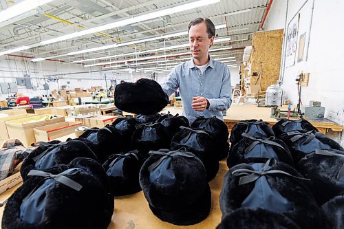 MIKE DEAL / WINNIPEG FREE PRESS
Cole Leinburd, Sales manager at Crown Cap (1130 Wall Street) which marks a milestone anniversary this year celebrating 90 years in business. 
Their diverse line includes over 150 styles of hats and accessories from luxury fur hats to baseball caps, bucket hats and fedoras.
See Janine LeGal story
240202 - Friday, February 02, 2024.