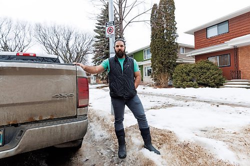 MIKE DEAL / WINNIPEG FREE PRESS
Ashton Zorn is upset because, while yes his truck was parked on a snow route and was towed, there is no snow on the street and the city isn&#x2019;t doing any snow clearing &#x2026; so why did they do it?
240205 - Monday, February 05, 2024.
