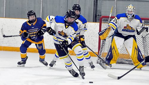 Westman Wildcats forward Reese Schutte (7) breaks out of her zone during her team's 5-2 victory facing the Yellowhead Chiefs in Hartney during last Saturday's U18 AAA Manitoba Female Hockey League game. (Jules Xavier/The Brandon Sun)(