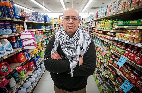 JOHN WOODS / WINNIPEG FREE PRESS
Ramsey Zeid, owner of Food Fair and president of the Palestinian Association of Manitoba, is photographed in his store Tuesday, February 6, 2024. Zeid and other businesses with ties to the Israel invasion of Gaza are facing threats and violence at the businesses 

Reporter: gabby