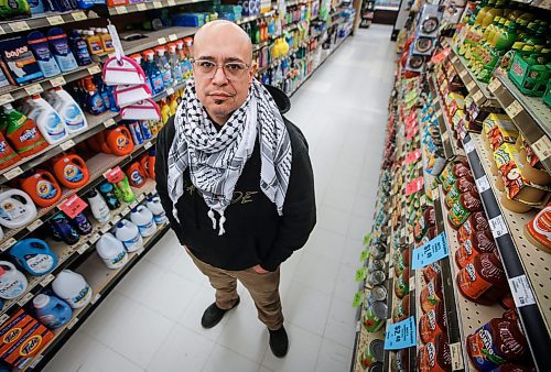 JOHN WOODS / WINNIPEG FREE PRESS
Ramsey Zeid, owner of Food Fair and president of the Palestinian Association of Manitoba, is photographed in his store Tuesday, February 6, 2024. Zeid and other businesses with ties to the Israel invasion of Gaza are facing threats and violence at the businesses 

Reporter: gabby