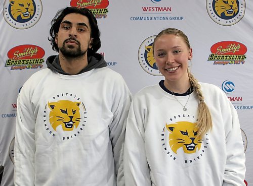 Sultan Bhatti and Camryn Hildebrand were named Brandon University athletes of the month of January on Wednesday. (Thomas Friesen/The Brandon Sun)