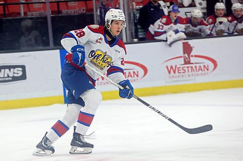 07022024
Eastyn Mannix #28 of the Edmonton Oil Kings during WHL action against the Brandon Wheat Kings at Westoba Place on Wednesday evening.
(Tim Smith/The Brandon Sun)