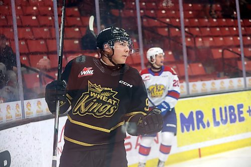 07022024
Nolan Flamand #91 of the Brandon Wheat Kings celebrates a goal during WHL action against the Edmonton Oil Kings at Westoba Place on Wednesday evening.
(Tim Smith/The Brandon Sun)