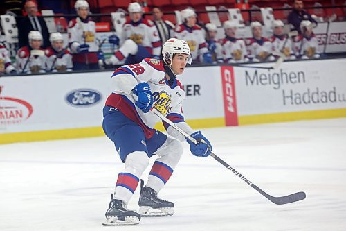07022024
Eastyn Mannix #28 of the Edmonton Oil Kings during WHL action against the Brandon Wheat Kings at Westoba Place on Wednesday evening.
(Tim Smith/The Brandon Sun)