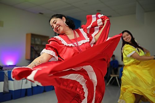 08022024
Ester Mauricio and Alejandra Valle perform at the El Salvador Pavilion in the North End Community Centre during the opening ceremony for the Westman Multicultural Festival on Thursday evening. The Multicultural Festival is back for the weekend with six pavilions including El Salvador, Mauritius, Philippines, India, Mexico and Ukraine.
(Tim Smith/The Brandon Sun)