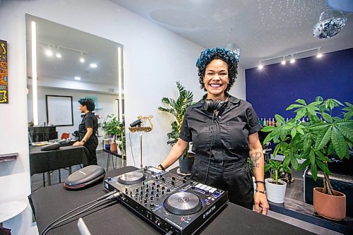 MIKAELA MACKENZIE / WINNIPEG FREE PRESS

Mariana Caadas, known as M.C. Luv, with her equipment in her hair salon on Wednesday, Feb. 7, 2024. Mariana graduated from the DJ Academy in 2015 and has been DJing ever since. For Sabrina story.
Winnipeg Free Press 2024.