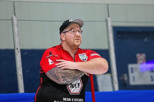Lead Justin Twiss of Team Riley Smith from the Charleswood Curling Club observes the action from his sheet during in the Viterra Championship earlier this week. Smith beat No.1 seed Reid Carruthers on Friday to reach the playoff round. (Winnipeg Free Press)