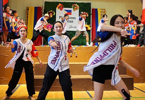 Members of the Filipino dance troupe perform several hip hop routines at the Philippine pavilion on Saturday during the Westman Multicultural Festival. (Michele McDougall/The Brandon Sun)