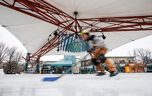 JOHN WOODS / WINNIPEG FREE PRESS
Sylvie Ong, who plays defence on her team, gets some skating practice in at the reopened canopy rink at the Forks Monday, February 12, 2024. 

Reporter: ?