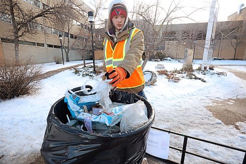 12022024
Julian McKay with the BNRC Fresh Start Specialty Cleaning Service cleans up litter from along Rosser Avenue in Brandon on Monday.
(Tim Smith/The Brandon Sun)