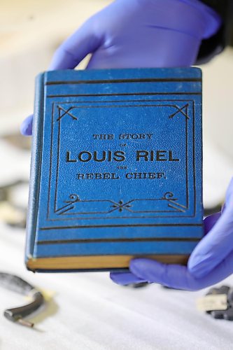 RUTH BONNEVILLE / WINNIPEG FREE PRESS

49.8 - Louis Riel, ST B Museum

Photo of book, The story of Louis Riel, the Rebel Chief,  from the Louis Riel Collection at St Boniface Museum and warehouse artefacts.

Note: This is the continuation of yesterday&#x2019;s assignment &#x2013; it&#x2019;s in two parts. 

Photos of Louis Riel items brough out of storage at the St museum and the museum warehouse, 

Story by AV Kitching


Feb 8th,  2024