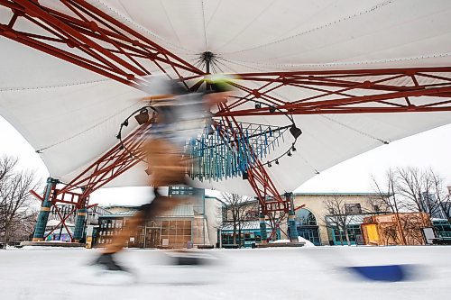 JOHN WOODS / WINNIPEG FREE PRESS
Sylvie Ong, who plays defence on her team, gets some skating practice in at the reopened canopy rink at the Forks Monday, February 12, 2024. 

Reporter: ?