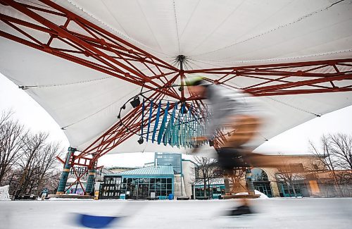 JOHN WOODS / WINNIPEG FREE PRESS
Sylvie Ong, who plays defence on her team, gets some skating practice in at the reopened canopy rink at the Forks Monday, February 12, 2024. 

Reporter: ?